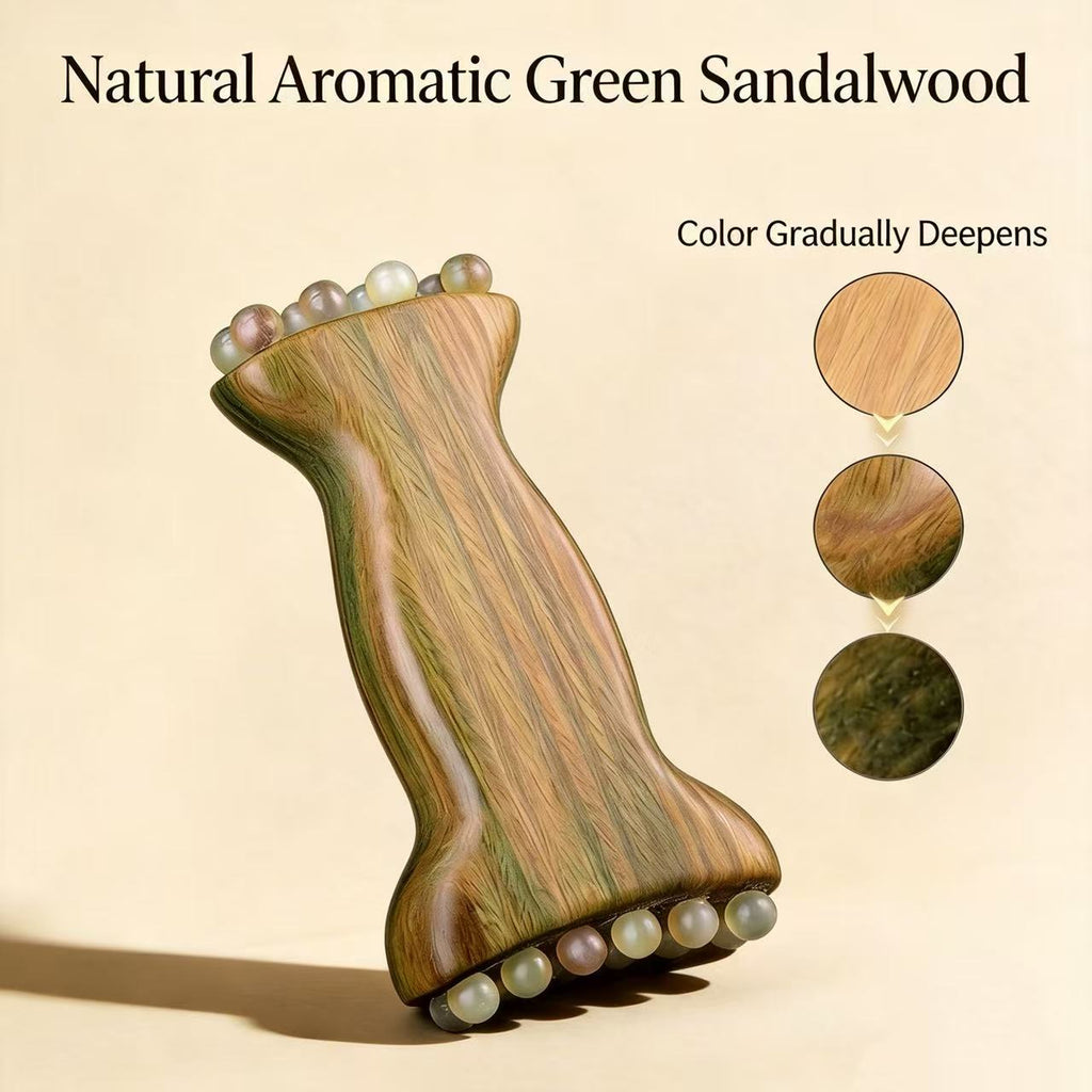 Green Sandalwood Guasha Comb – Facial Lifting & Lymphatic Massage Tool + Free Essential Oil