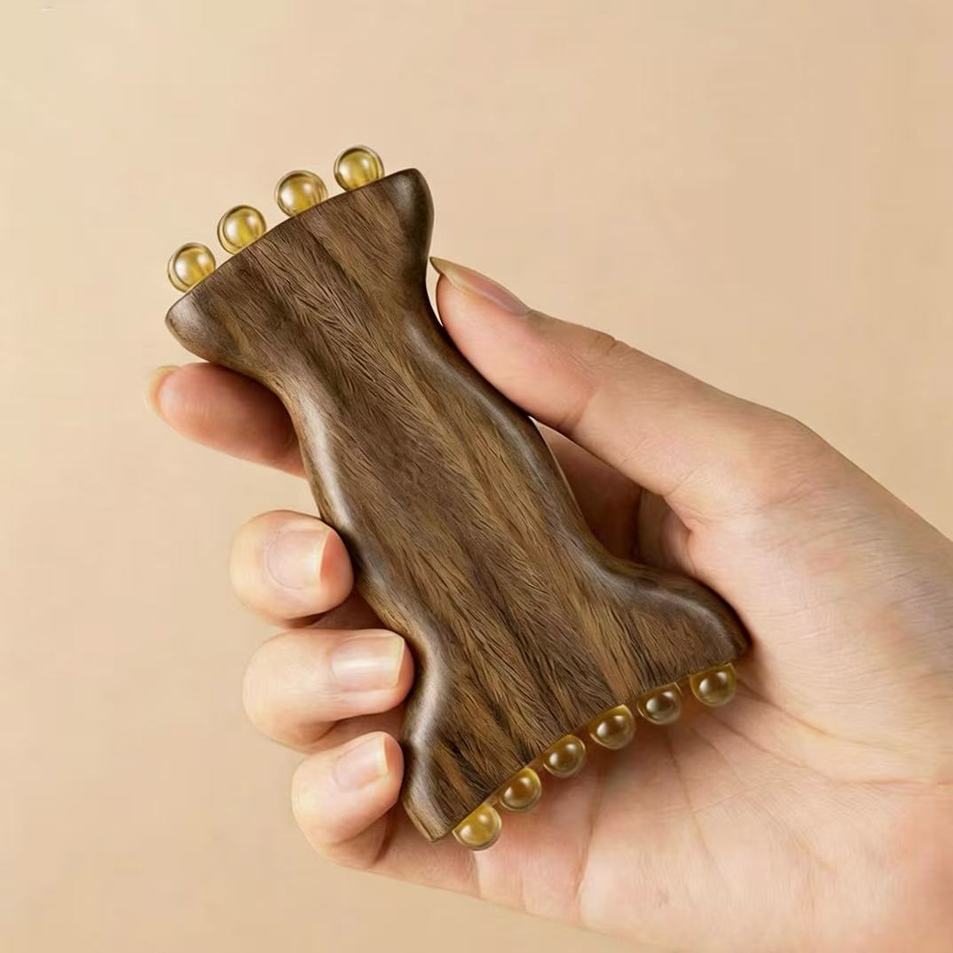 Green Sandalwood Guasha Comb – Facial Lifting & Lymphatic Massage Tool + Free Essential Oil