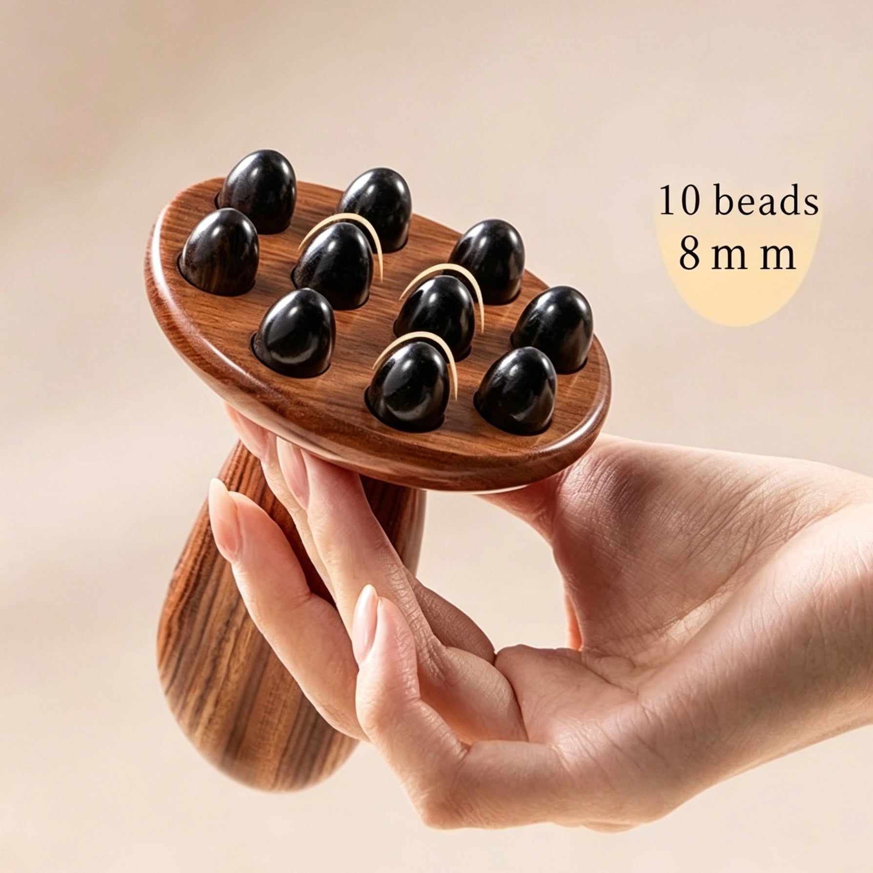 Pear Wood &amp; Ebony Body Massage Brush – Relieve Bloating, Puffiness &amp; Heavy Legs | Full-Body Massage Tool + Free Body Oil